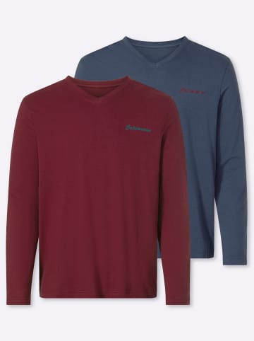 WITT WEIDEN Langarm-Shirt in rauchblau + bordeaux