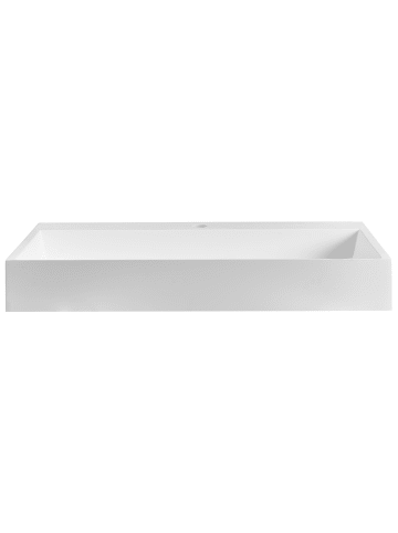 Beliani Waschbecken QUENKO in Weiß - (W) 80 x (H) 12 x (L) 46 cm