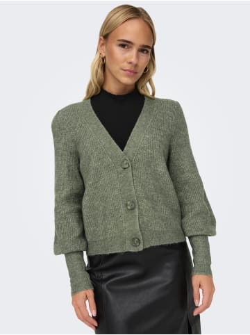 JACQUELINE de YONG Kurzer Strick Pullover JDYDREA Puffärmel Cardigan in Grün