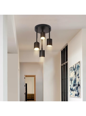 ZMH Deckenleuchte in schwarz 4-flammige GU10 rund 350° schwenkbar Deckenspot L 22cm