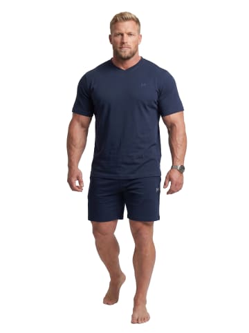 Men Plus Langer Schlafanzug in navy blau