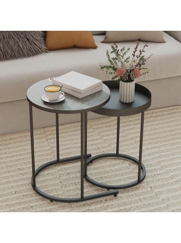 HOMCOM Beistelltisch Set-Ø42 cm x 54H cm-Grau