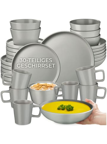 tectake Kombiservice Una, aus Steingut für 6 Personen
