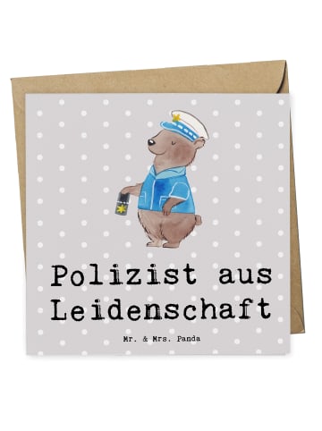 Mr. & Mrs. Panda Einladungskarte Polizist Leidenschaft mit Spruch in Grau Pastell