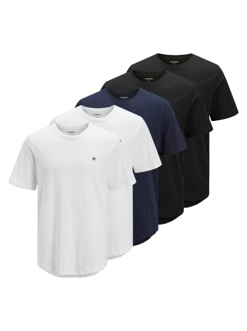 Jack & Jones T-Shirt 5er Pack in Weiß/Blau/Schwarz
