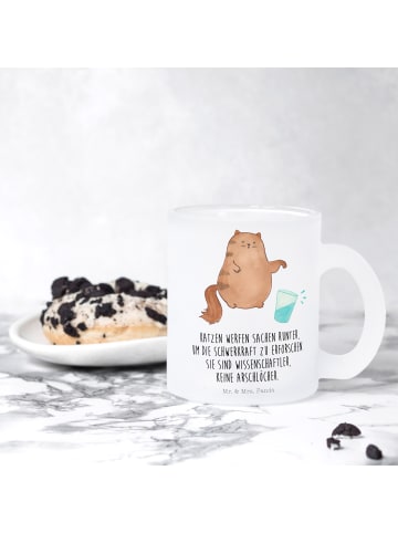 Mr. & Mrs. Panda Teetasse Katze Wasserglas mit Spruch in Transparent