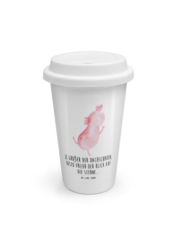 Mr. & Mrs. Panda Mehrweg Kaffeebecher Axolotl Tanzen mit Spruch in Weiß