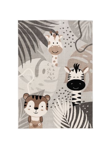 Pergamon Kinderteppich Softstar Kids Safari Friends in grau