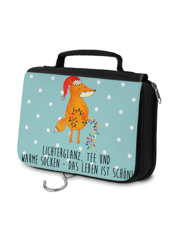 Mr. & Mrs. Panda Waschtasche Fuchs Weihnachten mit Spruch in Türkis Pastell