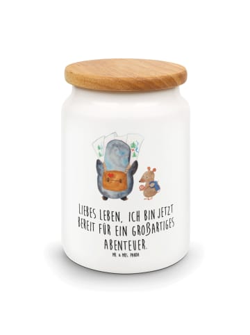 Mr. & Mrs. Panda Teedose Pinguin & Maus Wanderer mit Spruch in Weiß