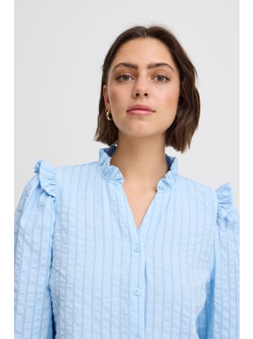 ICHI Kurzarm-Bluse IXSANJA Regular fit in Della Robbia Blue Stripe