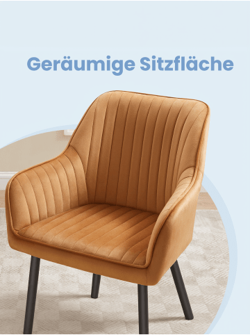 SONGMICS 2er-Set: Esszimmerstuhl in karamellbraun - (B)62.5 x (H)85 x (T)60 cm