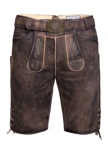 Edelnice Kurze Wildbocklederhose Gustl in dunkelbraun