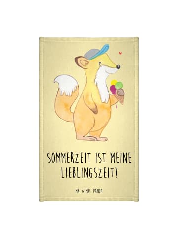 Mr. & Mrs. Panda Gästehandtuch Sommer Freude mit Spruch in Gelb Pastell