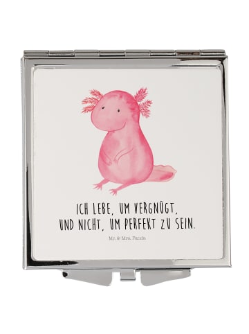 Mr. & Mrs. Panda Kosmetikspiegel Axolotl Niedlich mit Spruch in Weiß