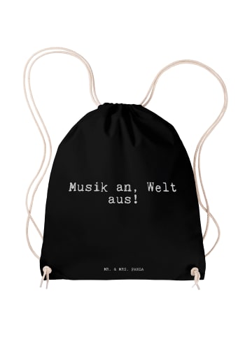 Mr. & Mrs. Panda Jutebeutel Musik an, Welt aus!... mit Spruch in Schwarz