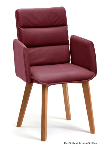 58 aufm Kessel ARMLEHNSTUHL (4er-Set) Daritsa 52x92x60 Eiche geölt/Marsala