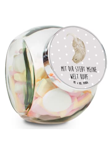 Mr. & Mrs. Panda Teedose Otter Kopfüber mit Spruch in Grau Pastell