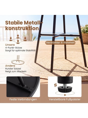 COSTWAY Bartisch Outdoor Garten Metall 55,5 x 55,5 x 93 cm in Schwarz