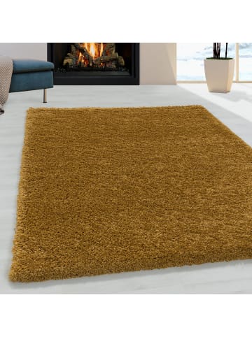 KADIMA DESIGN Teppich Hochflor Shaggy Uni-Look Polypropylen Wohnzimmer in Gold
