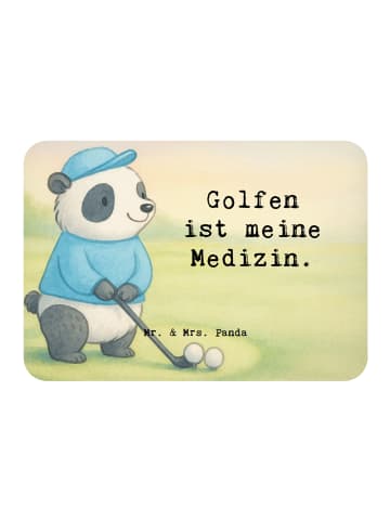 Mr. & Mrs. Panda Magnet Panda Golfen Design mit Spruch in Weiß