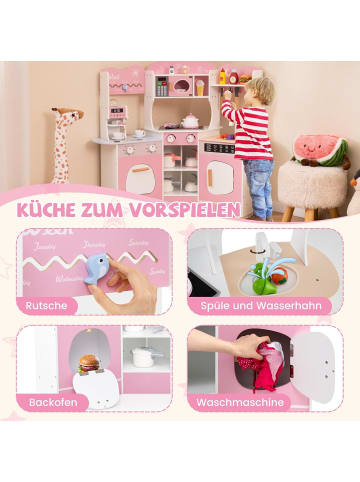 COSTWAY Kinderküche mit Zubehör in Rosa
