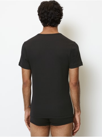 Marc O'Polo T-Shirt Iconic Rib in Schwarz