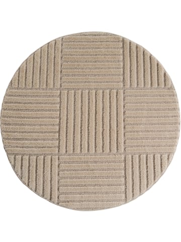 KADIMA DESIGN Hochflorteppich 3D Bögen Boho Waschbar Wohnzimmer in Beige