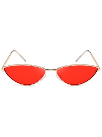 styleBREAKER Cateye Sonnenbrille in Silber / Rot getönt