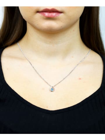 Diamant L'éternel Halskette mit Anhänger 585 Weißgold 0.46 Karat Diamant mit Topas