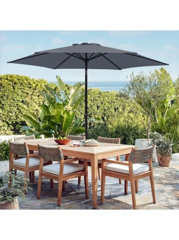 ABRIHOME Sonnenschirm in Grau Ø270 cm knickbar für Garten Balkon Strand