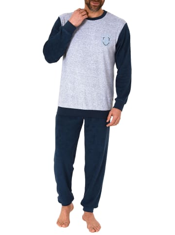 NORMANN Frottee Pyjama langarm Schlafanzug Bündchen - 58911 in Grau