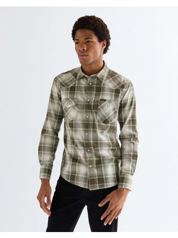 Wrangler Langarmhemd Western in Green Tan