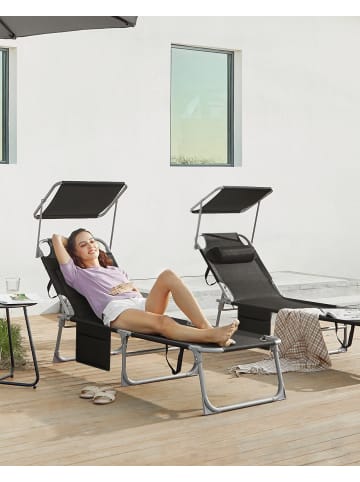SONGMICS 2er-Set: Gartenliege in Schwarz - (B)53 x (H)29 x (T)193 cm