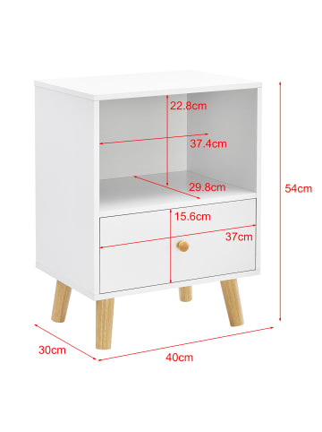 en.casa Beistelltisch Sundsvall in Weiß (H)54cm (B)40cm (T)30cm