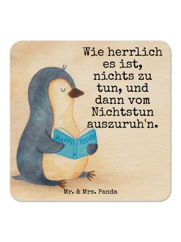 Mr. & Mrs. Panda Bierdeckel Pinguin Buch Design mit Spruch in Weiß