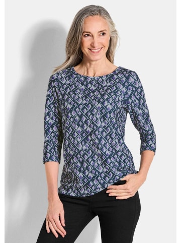 GOLDNER Kurzgröße: Halbarm Viskoseshirt im Allover-Design in lila / gemustert