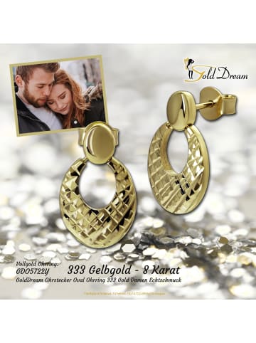 GoldDream Echtgold, 333er Gelbgold Damen Ohrstecker Oval Ohrring ca. 17mm