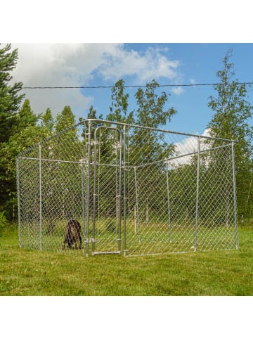 Trekker Hundezwinger in Silber 4x4m