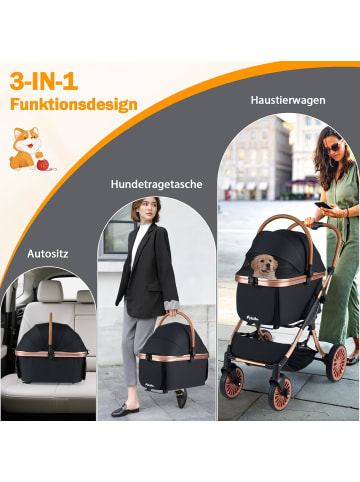 COSTWAY 3 in 1 Hundewagen in Schwarz