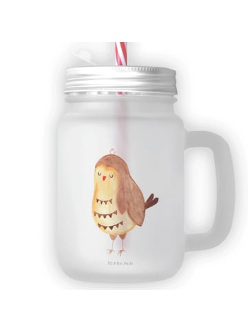 Mr. & Mrs. Panda Limonadenglas Eule Zufrieden ohne Spruch in Transparent