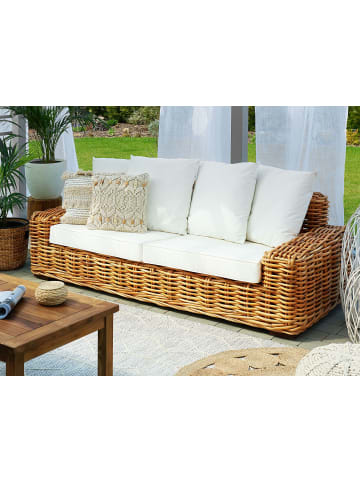 Beliani Gartensofa FORLI in Braun/Weiß - (W) 218 x (H) 67 x (L) 94 cm