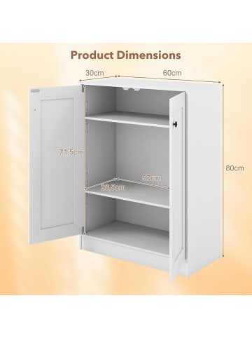 COSTWAY Badezimmerschrank 60x30x80cm in Weiß