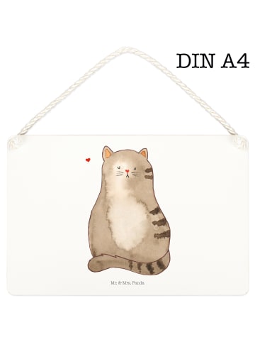 Mr. & Mrs. Panda Schild Katze Sitzen ohne Spruch in Weiß