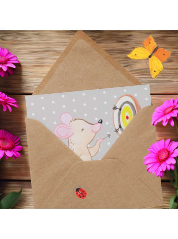 Mr. & Mrs. Panda Einladungskarte Maus Dart spielen ohne Spruch in Grau Pastell