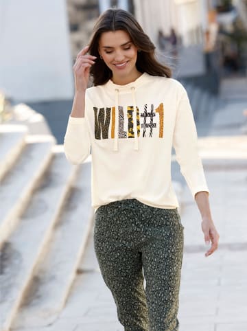 Sieh an! Stehkragen-Shirt in champagner-khaki-bedruckt