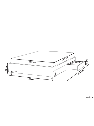 Beliani 6-tlg Doppelbett PRADES in Beige