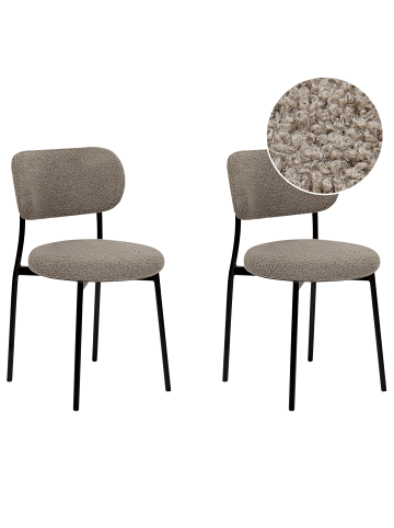Beliani 2er-Set Esszimmerstuhl CASEY in Beige/Schwarz