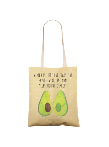 Mr. & Mrs. Panda Strandtasche Avocado Pärchen mit Spruch in Gelb Pastell