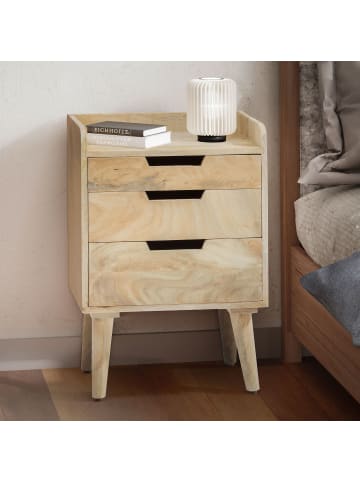 KADIMA DESIGN Nachttisch Massivholz Hellbraun 45x33x63 cm Nachtschrank